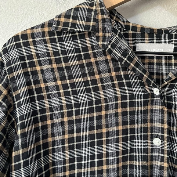 Everlane Women's Size 00 Lightweight Flannel Oversized Button Down Shirt Plaid - Picture 7 of 13